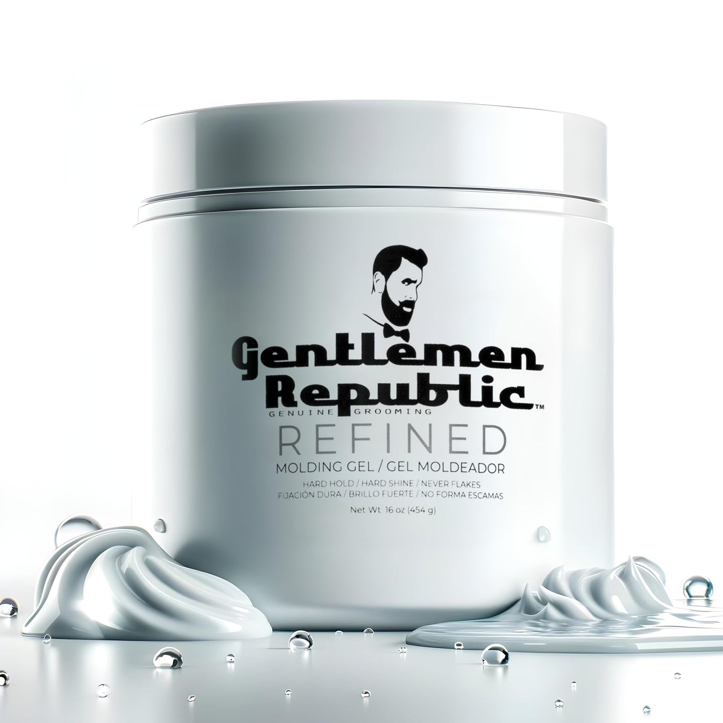 Gentlemen Republic 16oz Refined Hair Gel for Men - Premium Men's Hair Styling Product, 24 Hour High Hold & Shine. No Beeswax, Alcohol, or Parabens, Humidity Resistant