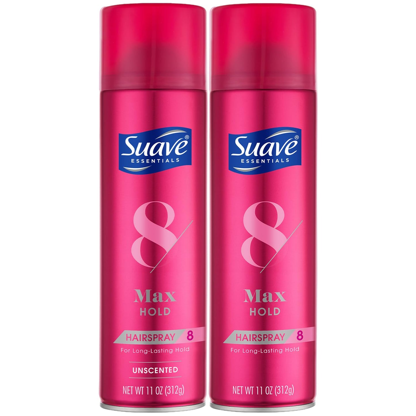SUAVE+ Hairspray Max Hold Variety 2-Pack, Unscented & Scented Formulas Aerosol Hairspray, 11 Oz Ea