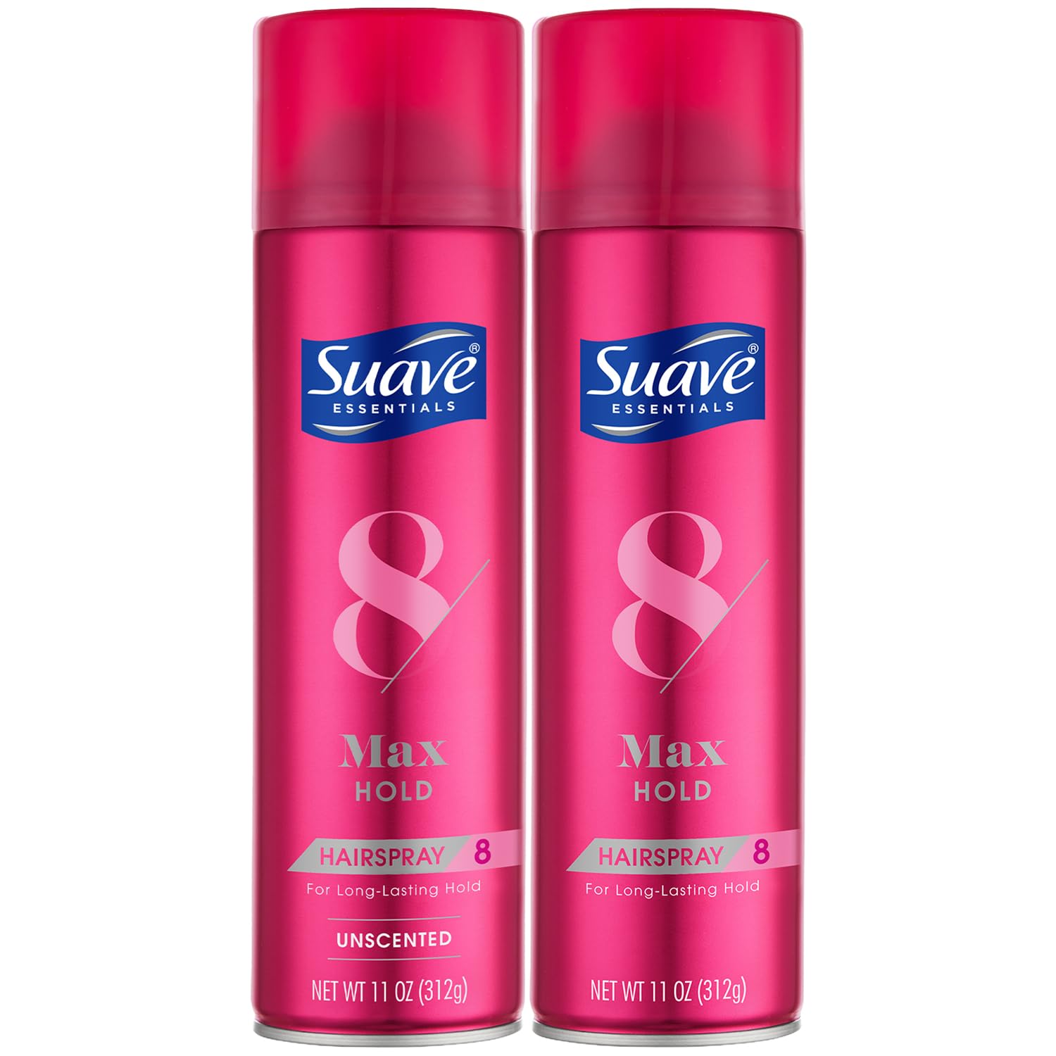 SUAVE+ Hairspray Max Hold Variety 2-Pack, Unscented & Scented Formulas Aerosol Hairspray, 11 Oz Ea