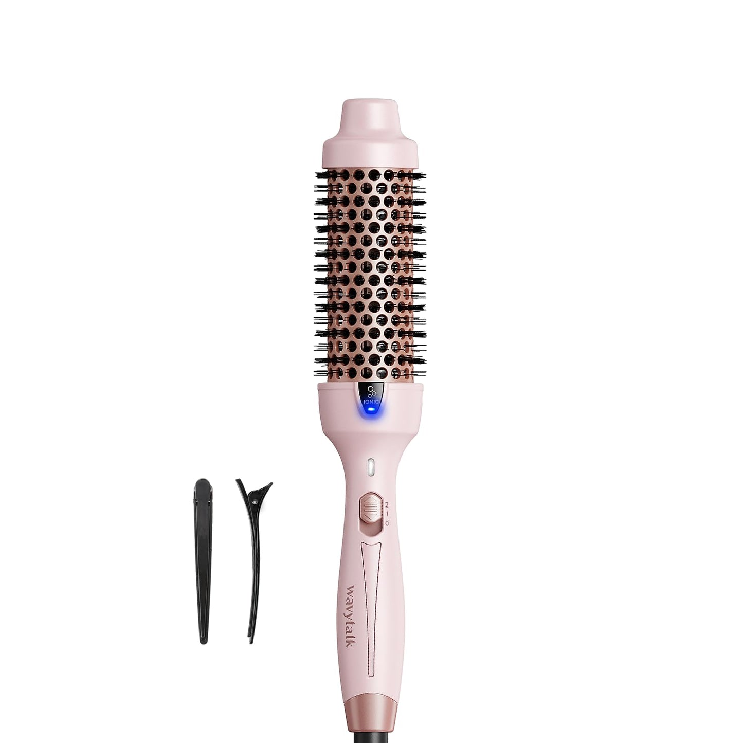 Wavytalk Thermal Brush, Blowout Express 1.5 Inch Negative Ion Thermal Round Brush Creates Blowout Look Makes Hair Shinier & Smoother, Dual Voltage, Easy to Use (Pink)