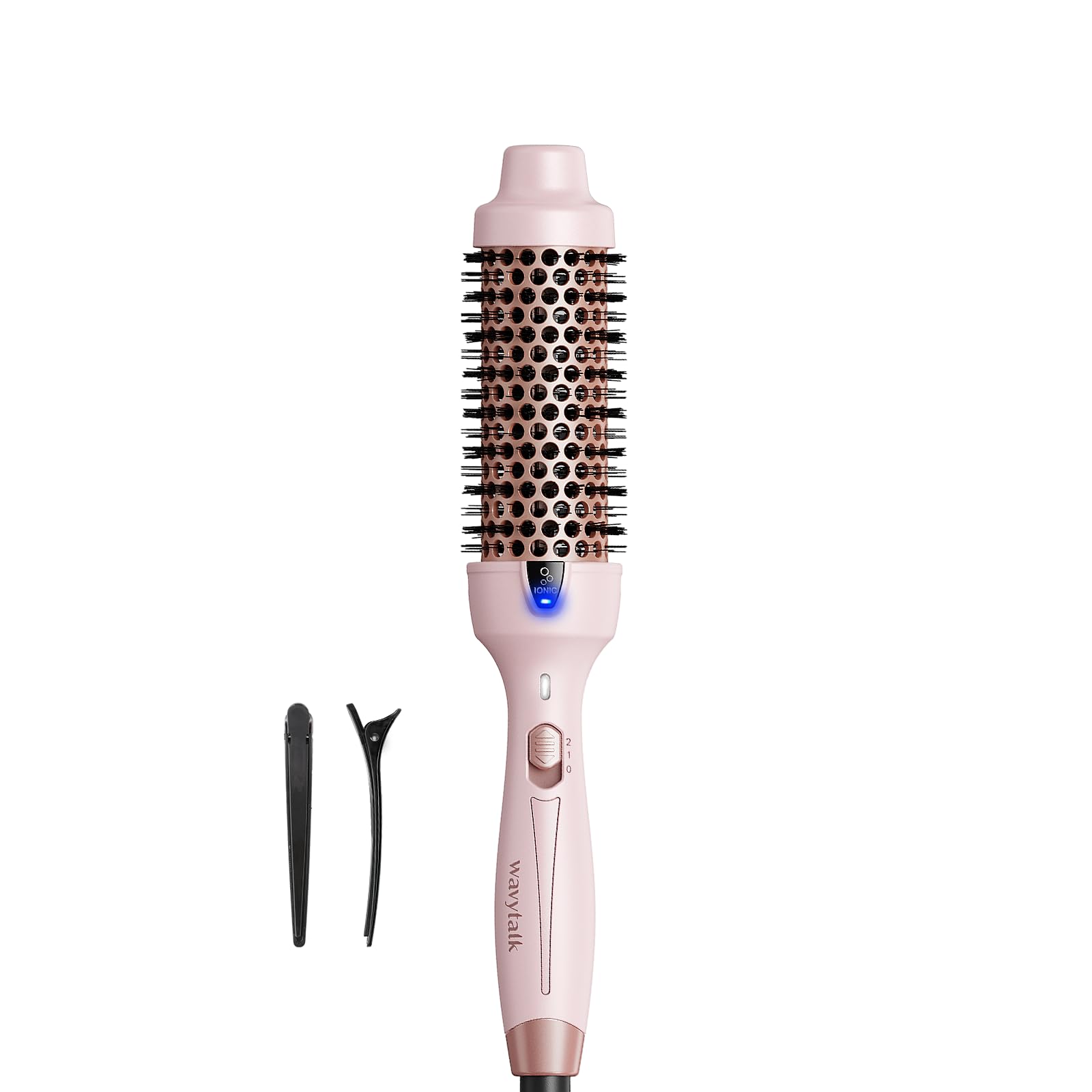 Wavytalk Thermal Brush, Blowout Express 1.5 Inch Negative Ion Thermal Round Brush Creates Blowout Look Makes Hair Shinier & Smoother, Dual Voltage, Easy to Use (Pink)