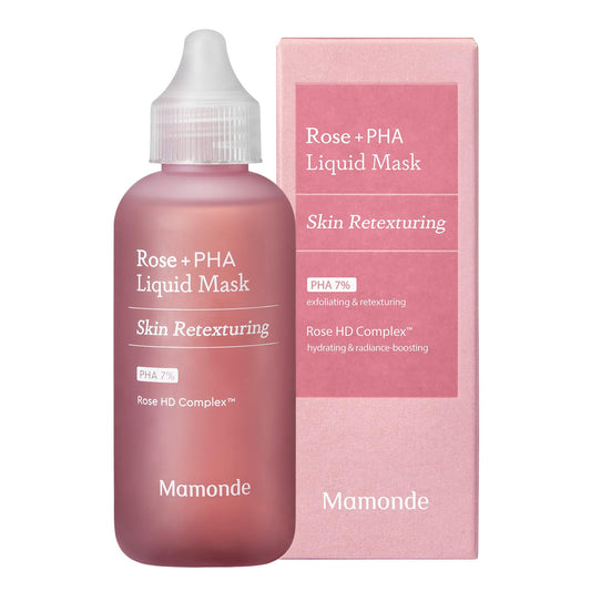 Mamonde Rose PHA Liquid Mask - Daily Leave-On Face Exfoliator with PHA 7%, Gentle Exfoliating Overnight Serum with hyaluronic acid for Glowing Skin, Facial Exfoliant - 2.71 Fl Oz