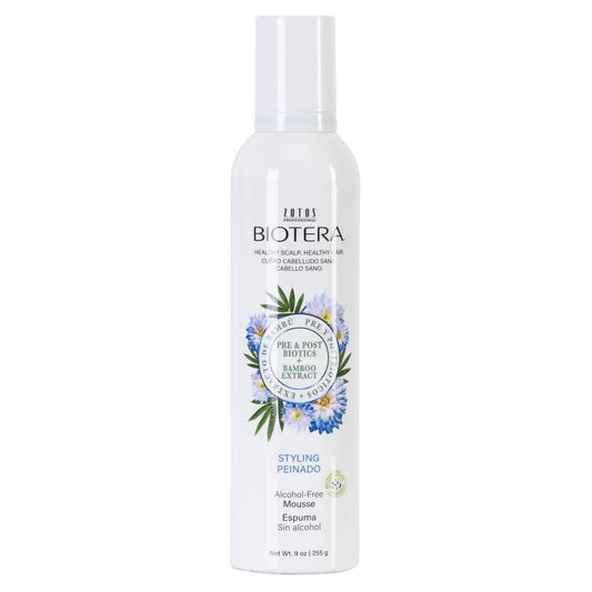 BIOTERA Styling Mousse Lightweight Alcohol-Free | Instant Texture | Promotes Body & Bounce | Microbiome Friendly | Vegan & Cruelty Free | Paraben Free | Color-Safe