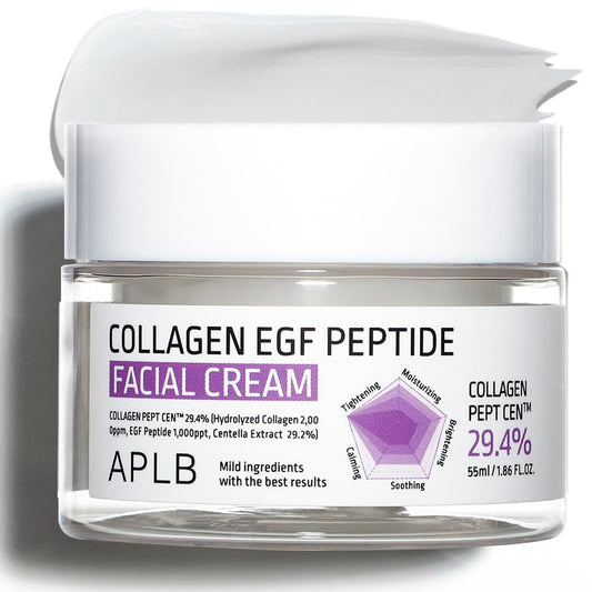 APLB Collagen EGF Peptide Facial Cream | COLLAGEN PEPT CENª 29.4% 1.86 FL.OZ/Korean Skincare, Elasticity care, Deep hydration, Revitalize for gentle and improve skin texture