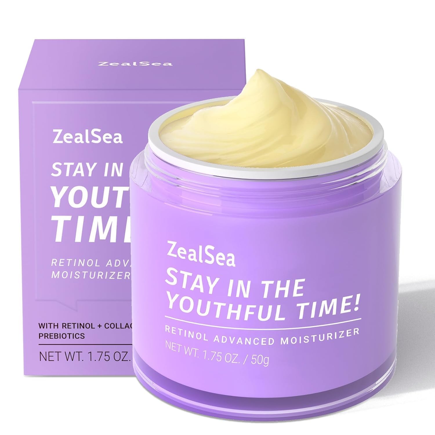 ZealSea Retinol Cream for Face with Collagen - Anti Aging Facial Moisturizer for Women to Tighten and Lift Skin, Firming Night Cream with Vitamin E and Hyaluronic Acid, 1.75 Oz