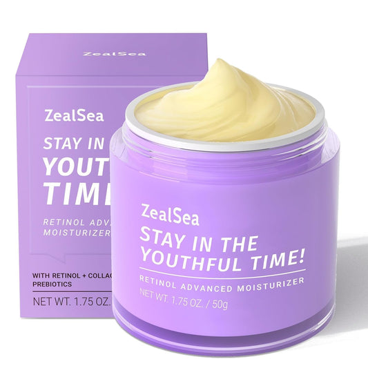 ZealSea Retinol Cream for Face with Collagen - Anti Aging Facial Moisturizer for Women to Tighten and Lift Skin, Firming Night Cream with Vitamin E and Hyaluronic Acid, 1.75 Oz