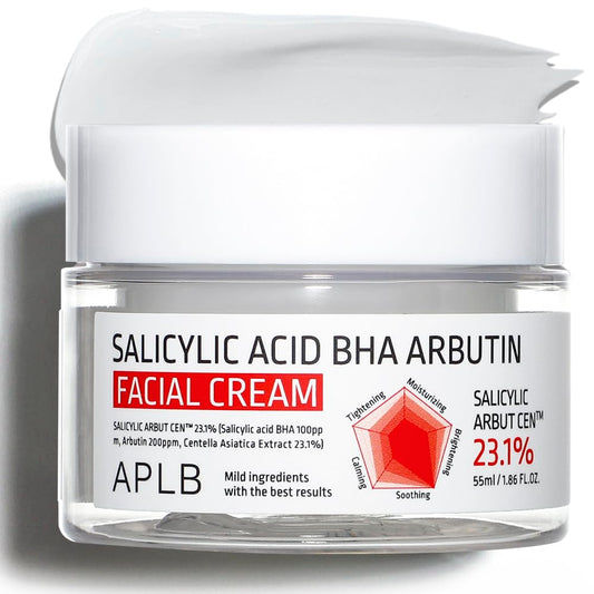 APLB Salicylic Acid BHA Arbutin Facial Cream | SALICYLIC ARBUT CENª 23.1% 1.86 FL.OZ/Korean Skincare, Deep hydration, Acne & Pore care, Revitalize for gentle and improve skin texture