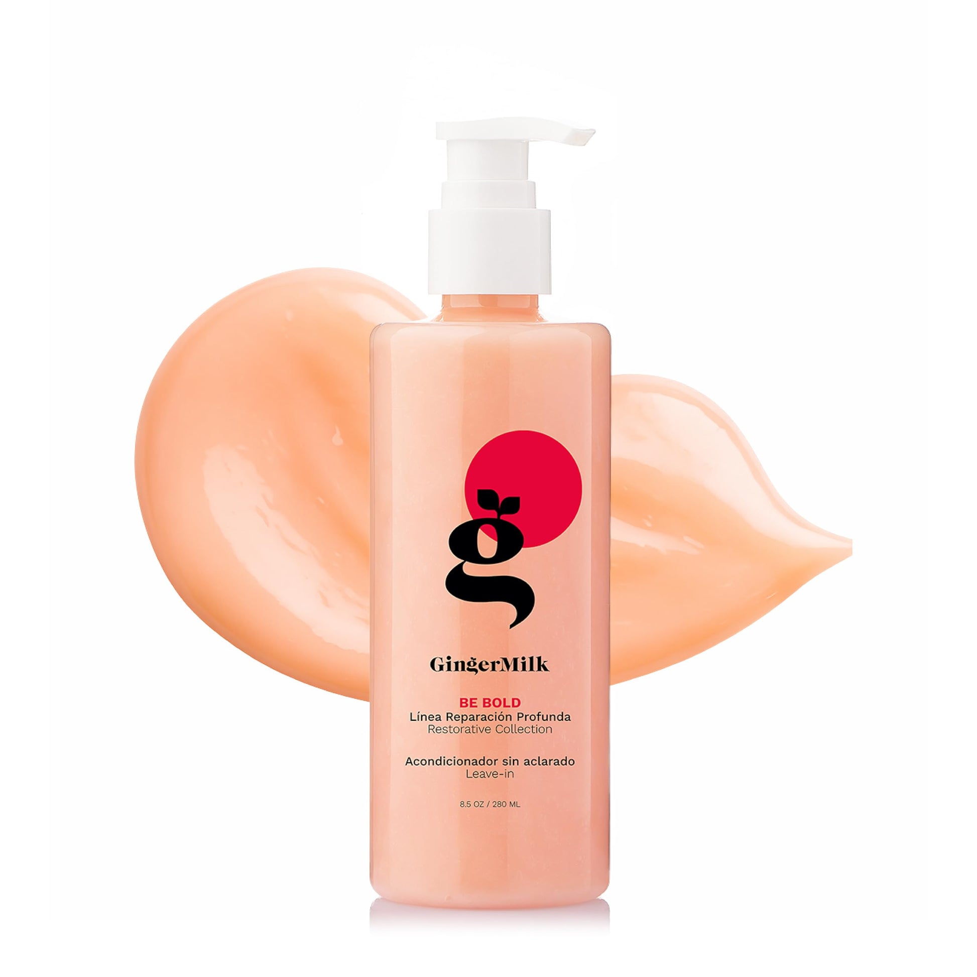 GINGER MILK Intensive Repair Leave-In Styling Cream for dry hair damaged by dyes, chemical processes, blow dryers and hot styling tools | BE BOLD (8 Fl Oz (Pack of 1))