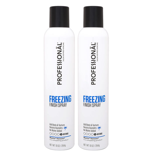 Professional Freezing Finish Hair Spray - (2-Pack) 10 oz - 55% VOC Extra Strong Intense Hold - Humidity-Resistant Finish Spray