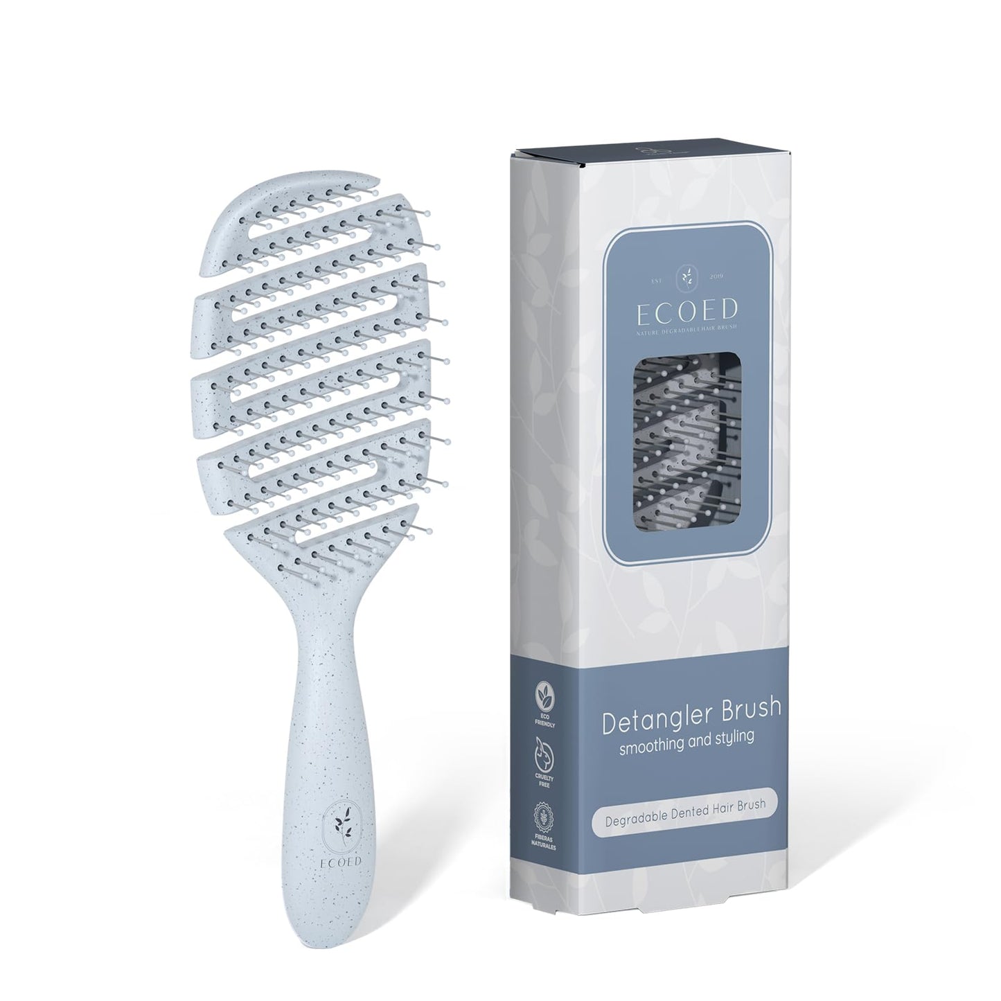 Hair brush, Vented Detangling Brush, Quickly Detangles and Smooths hair for Curly, Thick, and Straight Hair, Hair Brush for Women and Men, Blue, ECO Friendly, Sustainable Material