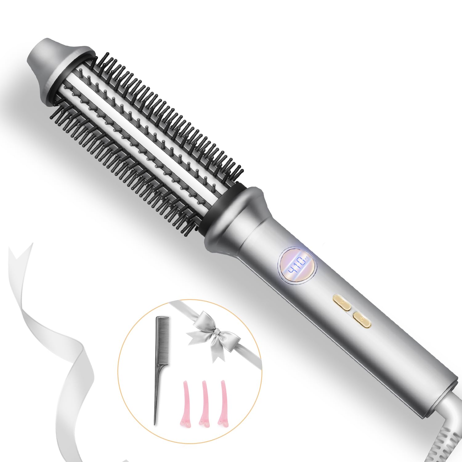 Thermal Brush, Avvnee Curling Iron for Easy Hair Styling, 1.26 Inch Hot Curling Wand, 30s Fast Heating, 110V-220V Heated Round Brush for Long Dry Hair