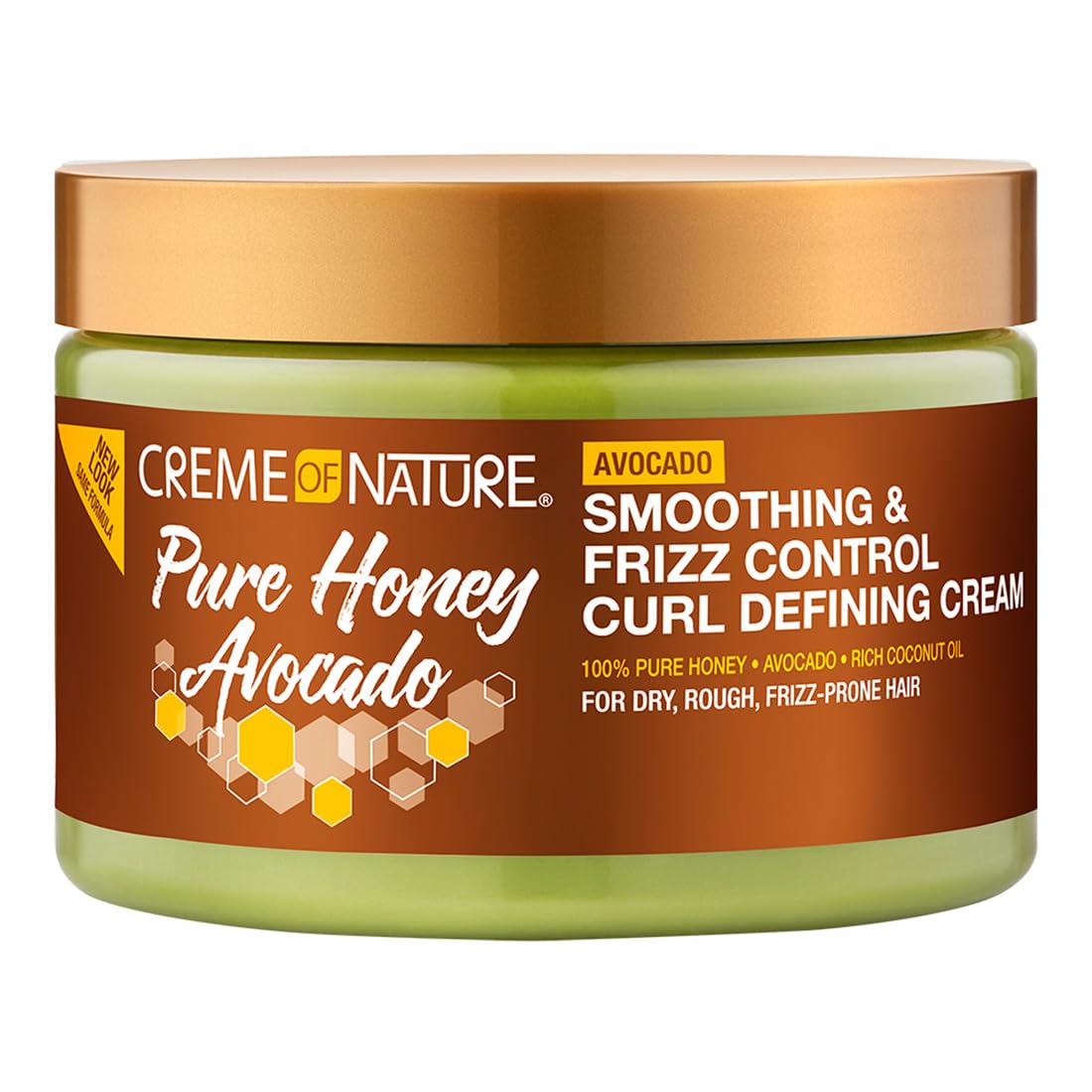 CREAM OF NATURE Pure Honey Define Hair Food Smoothing & Frizz Control Curl Defining Cream, Defines & Softens Natural Curls, With Avocado Oil, Pure Honey & Coconut Oil, No Crunch Styling, 11.5 oz