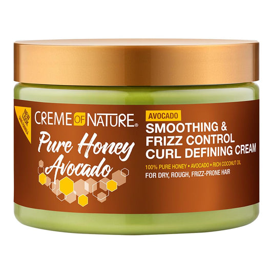 CREAM OF NATURE Pure Honey Define Hair Food Smoothing & Frizz Control Curl Defining Cream, Defines & Softens Natural Curls, With Avocado Oil, Pure Honey & Coconut Oil, No Crunch Styling, 11.5 oz