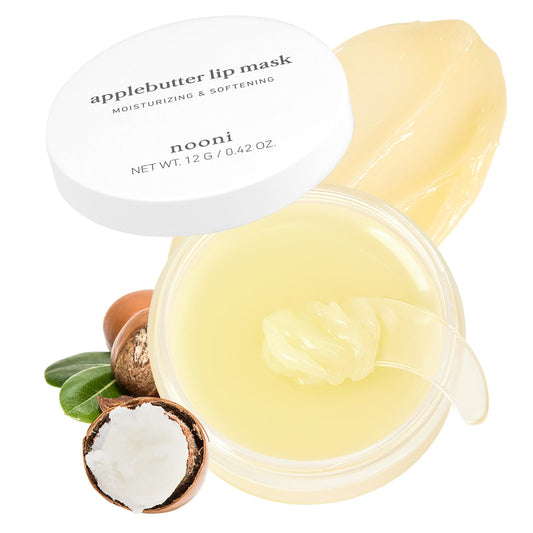 NOONI Vegan Applebutter Lip Mask Overnight Hydrating Lip Balm & Butter with Shea Butter & Vitamins | Soothing Moisturizer, Softening Treatment for Dry Lips, 0.42 oz