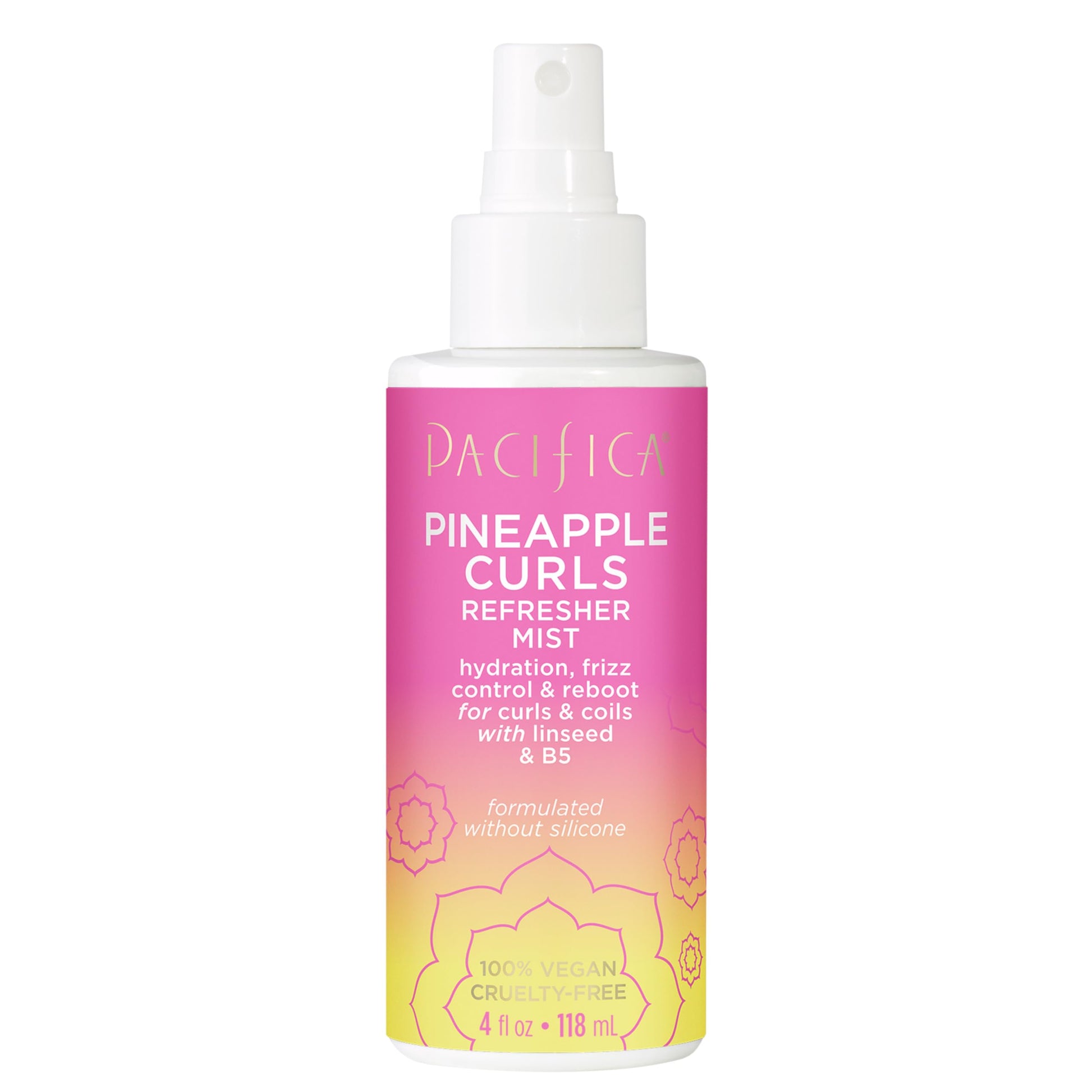 PACIFICA Pineapple Curls Refresher Mist Frizz Control Spray & Curly Hair Enhancing -w/Hyaluronic Acid Vitamin B5 & Natural Plant Oils Revitalizes Curls - Vegan Cruelty Free DERMAtologist Tested