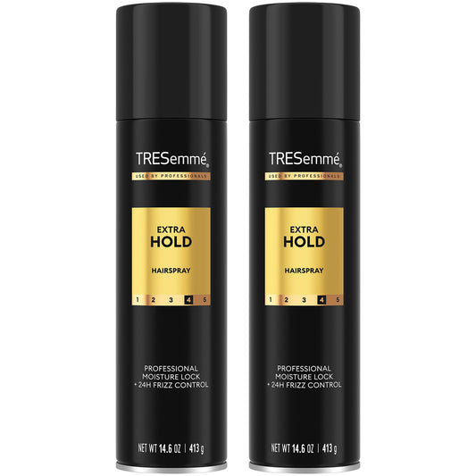 TRESEMME Hairspray, Extra Hold, 2-Pack Moisturizing Hair Spray, Anti-Frizz Products, Humidity Protection, 14.6 Oz Ea