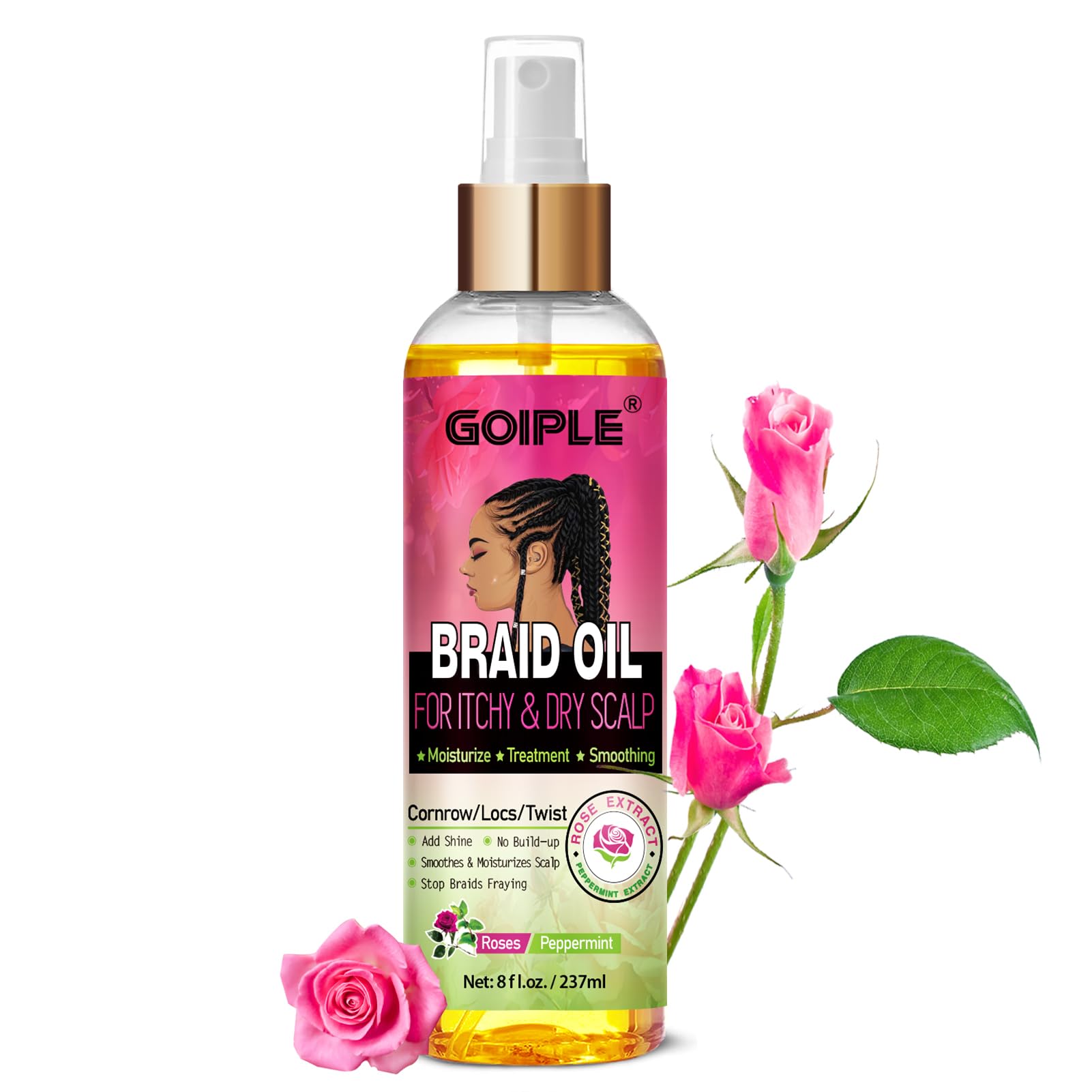 Braid Oil for Soothes Moisturizes Dry & Itchy Scalp- Braid Care for Dandruff and Thinning Edges- Braiding Scalp Oil for Locs & Twists Enhances Shine and Reduces Frizz Refreshes Dry Hair 8 fl oz