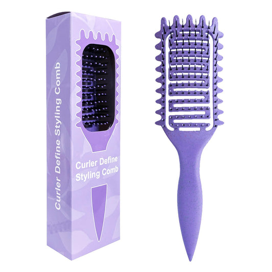 Curl Defining Brush, Vented Curly Hair Brush Defining for Shaping and Defining Curly Hair for Women and Men (Purple)