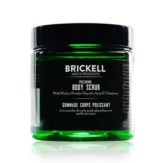 BRICKELL Men's Polishing Body Scrub for Men, Natural and Organic Body Exfoliator to Remove Dirt, Prevent Blemishes, and Brighten Skin (8 ounce)