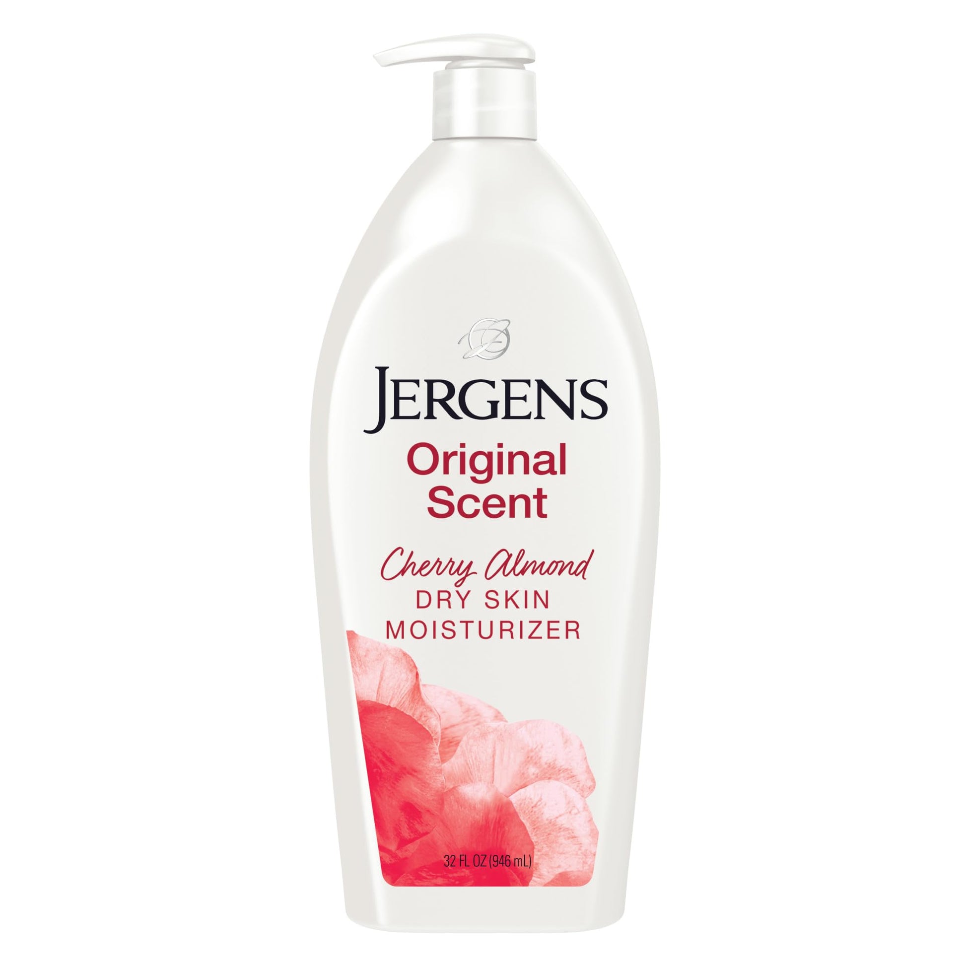 Jergens Original Scent Dry Skin Body Lotion, Hand and Body Moisturizer, Cherry Almond Essence, DERMAtologist Tested, 32 Oz
