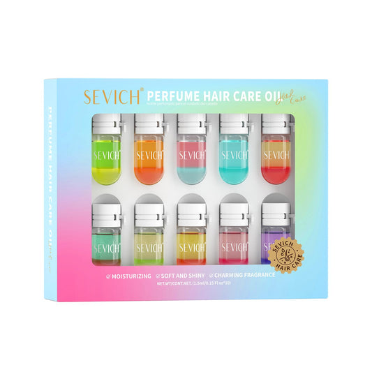SEVICH Perfume Hair Oil 10 Pack - 1.5ml Capsules with 10 Fragrances (Blossom Dew, Midnight Velvet...) for Shiny, Frizz-Free Hair | Heat & UV Protection | Moisturizing Hair Care Oil