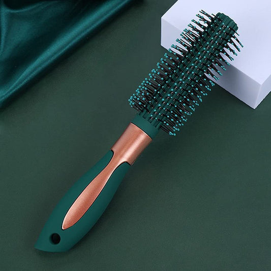Styling Brush Detangling Brush Anti-Static Massage Hair Brushes Nylon Bristle Pins Blow Drying Detangler Hairbrush for Women of All Hair Styling Types Blackish Green Color - Round