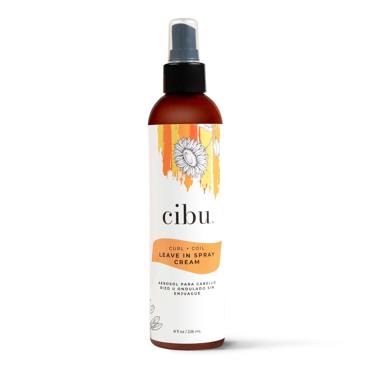 CIBU Curl + Coil Leave In Spray Cream, 8oz - Hair Detangler Spray for Women to Revitalize & Activate Curls and Coils - With Aloe to Replenish Moisture, Jojoba & Sunflower Seed Oil for Frizz Control
