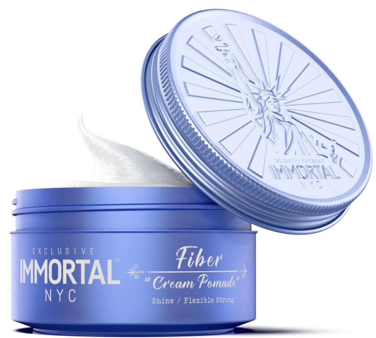 Immortal NYC Fiber Cream Hair Pomade - Flex Strong Hold - Low Shine All Natural Water-Based Cream Pomade for Men - No Residue, All Hair Types
