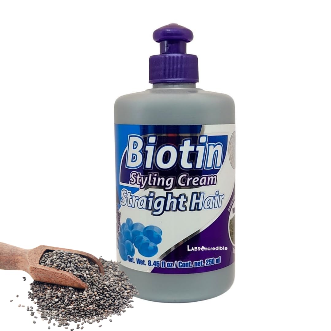 Biotin Styling Cream for Straight Hair With Biotin & Essential Nutrients Nutrition & Shine 250ml (8.45 fl oz)
