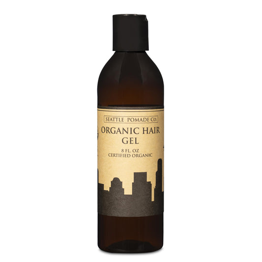 Seattle Pomade Co. Certified Organic Hair Gel made with Organic Aloe and Kelp Extract. Strengthens & Lightly Holds Hair. Globally sourced certified organic materials.