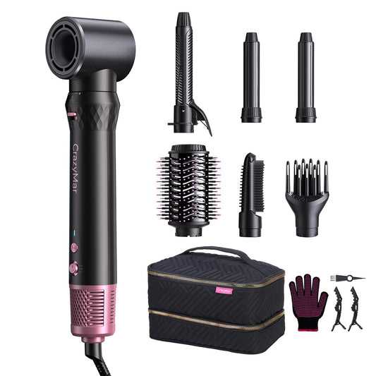 7-in-1 Hair Dryer Brush & Hair Styler, Fast Drying Blow Dryer & Curling StylingTool, Hot Air Styler No Heat Damage, Powerful Multi-Styler for Curling Volumizing Straightening Styling (Blush Pink)