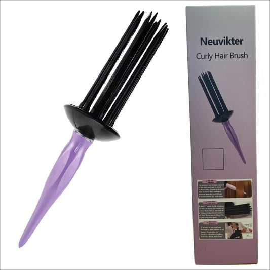 Curly Hair Brush with 17 Teeth, Curl Defining Brush, Curling Roll Comb, Perfect for Hair Salon and Home Use (Purple)