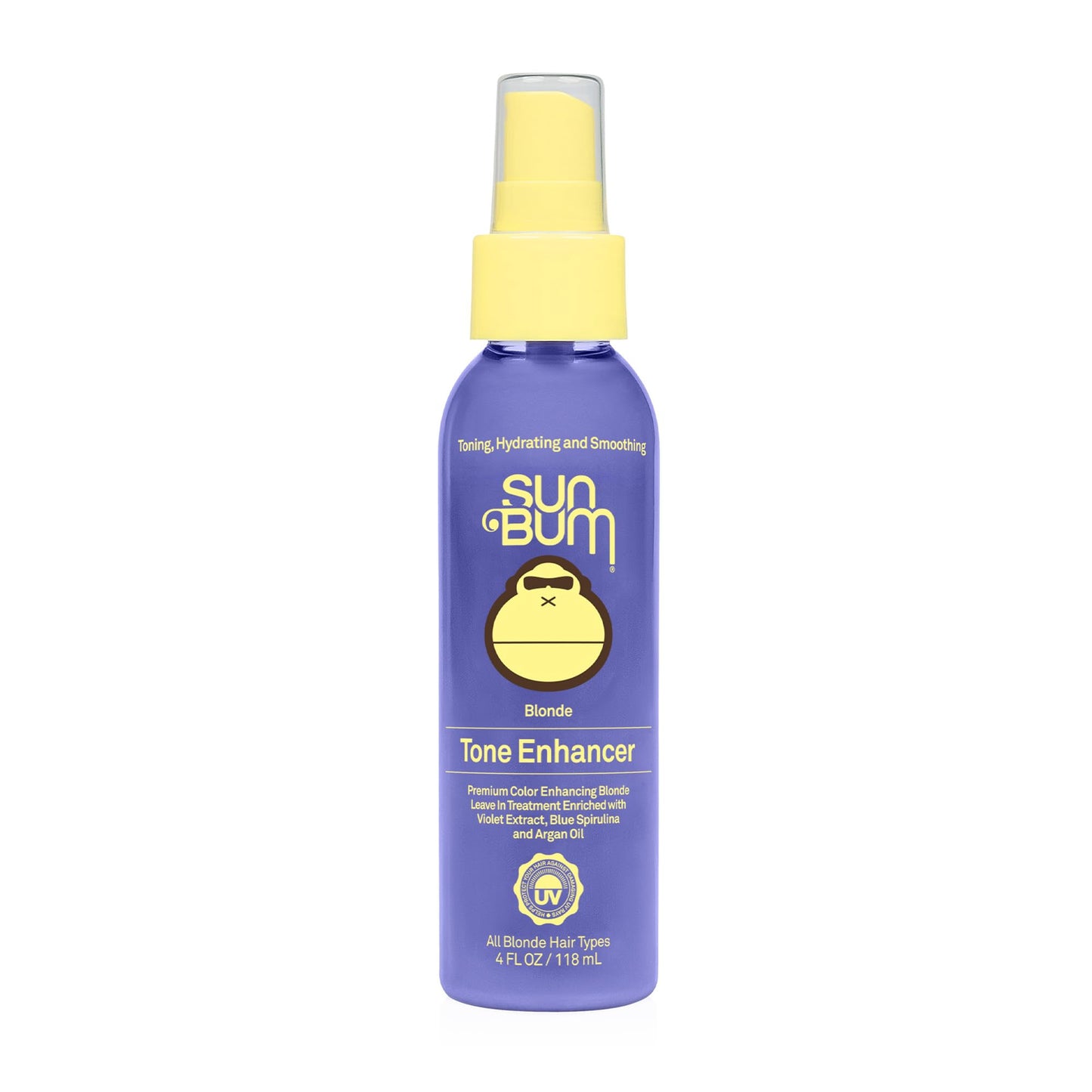 SUN BUM Blonde Tone Enhancer - Neutralizes Brass and Enhances Color and Shine of Blonde Hair - Protecting Toner against UV Rays - Made Without Parabens and Cruelty Free - 4 oz