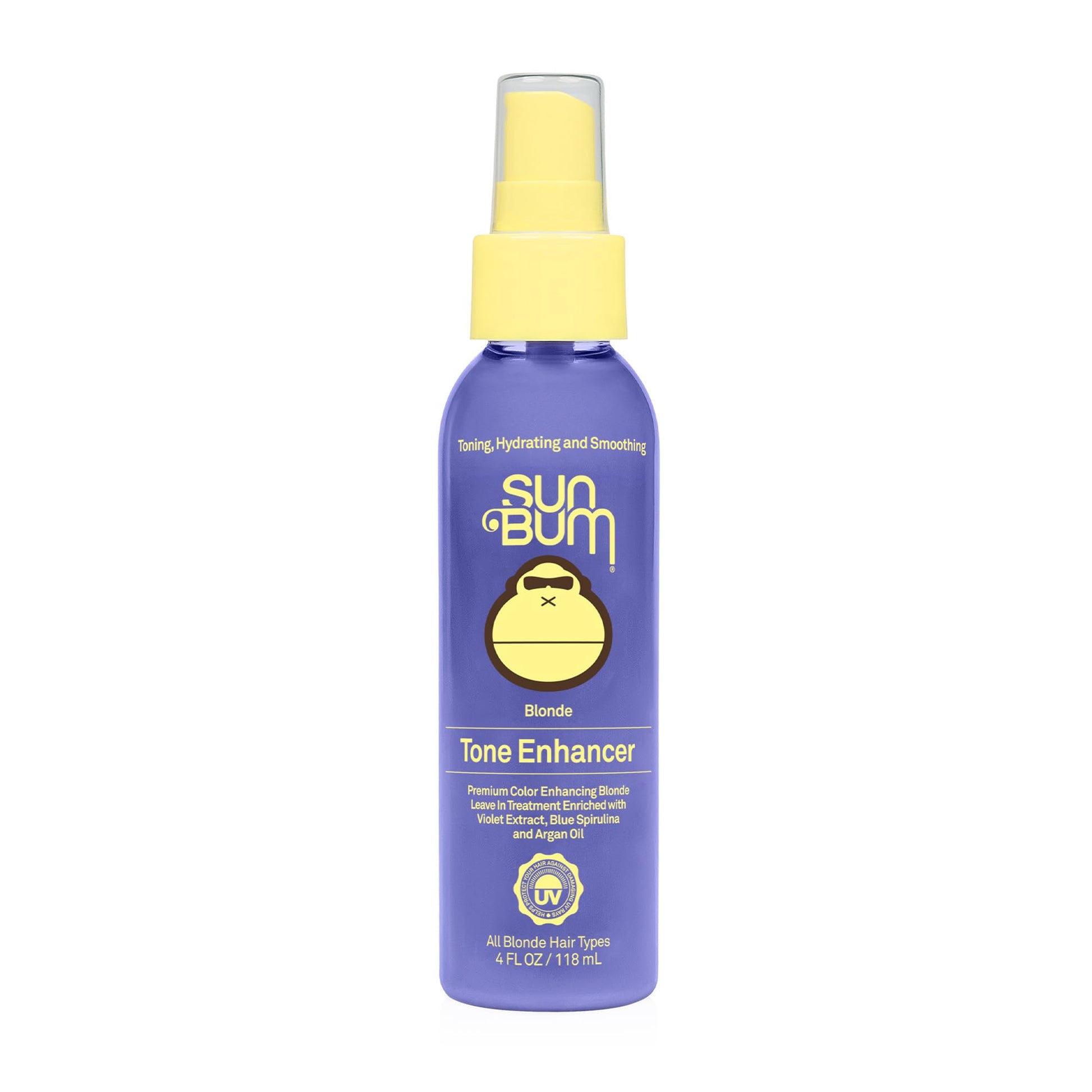 SUN BUM Blonde Tone Enhancer - Neutralizes Brass and Enhances Color and Shine of Blonde Hair - Protecting Toner against UV Rays - Made Without Parabens and Cruelty Free - 4 oz
