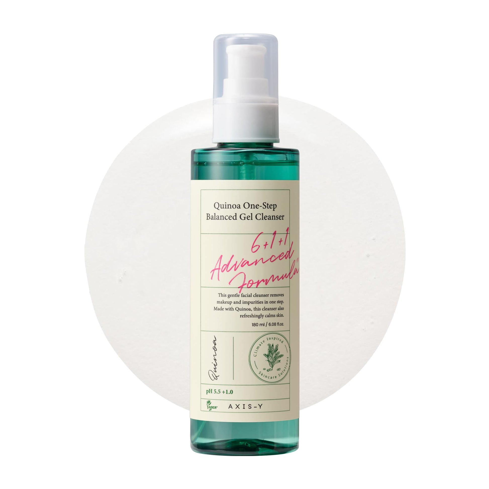 AXIS-Y Quinoa One Step Balanced Gel Cleanser - Deep Hydrating Makeup Remover Facial Cleansing Gel - Vegan Korean Skin Care Face Wash for All Skin Types - 6.08 fl. oz.