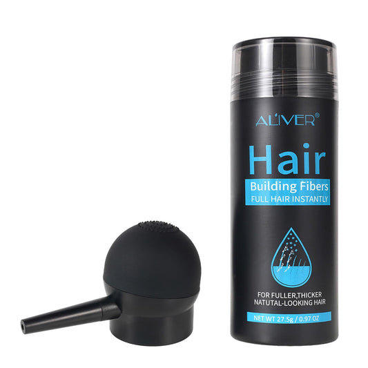 ALIVER Hair Fibers for Thinning Hair for Women & Men, Extra Spray Applicator, Black, 27.5 Gr Hair Powder Bald Spot Cover Up, Instantly Hair Filler, Undetected & Natural