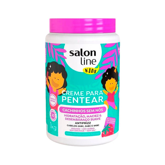 Salon Line - Linha Creme para Pentear (Kids) - Cachinhos Sem Nos 1000 Gr - (Combing Cream (Kids) - Knot Removal Net 35.27 Oz)