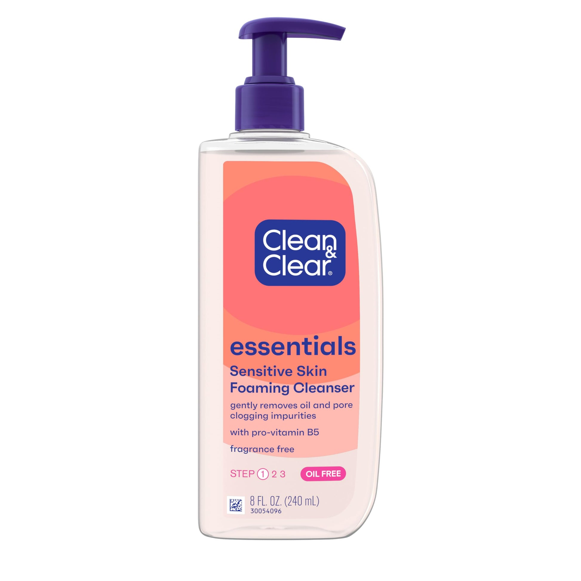 CLEAR & CLEAR Essentials Oil-Free Foaming Facial Cleanser, Daily Face Wash with Pro-Vitamin B5 Gently Removes Oil & Pore Clogging Impurities Without Drying Skin, Fragrance-Free, 8 fl. oz