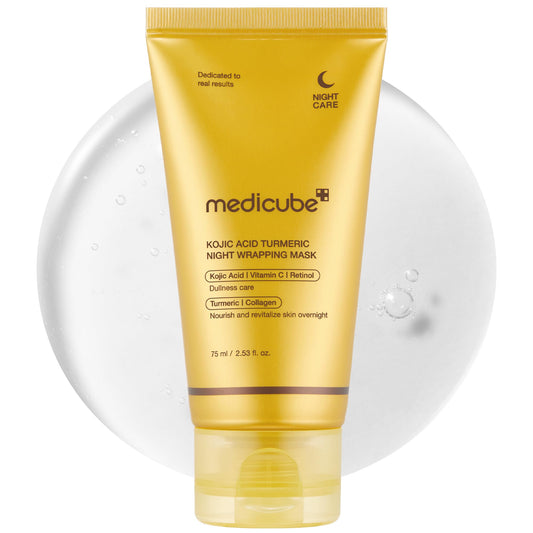 medicube Kojic Acid Turmeric Overnight Wrapping Peel Off Mask Brightens & Defends Against Skin Stress for a Clear, Glowing Complexion, Korean Skincare, 2.53 fl. oz.