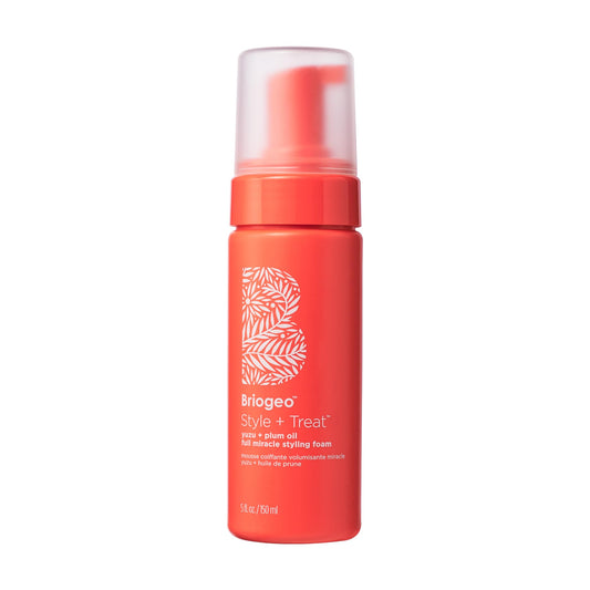 Briogeo Style + Treat Yuzu + Plum Oil Full Miracle Styling Foam, Control Frizz, Heat Protection, Enhance Wavy Hair, Volumized Hair Blowout, Add Texture to All Hair Types, Vegan, Cruelty-Free, 5 fl oz