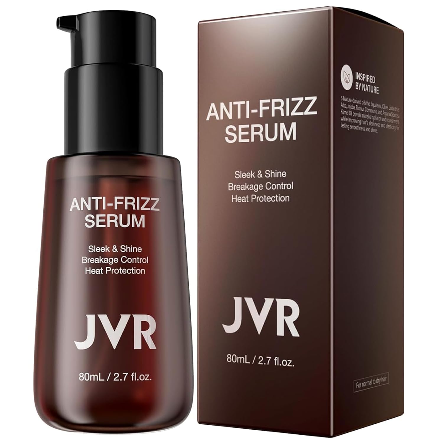 JVR Hydrating Hair Serum for Frizzy and Damaged Hair.Heat Protectant Oil for Frizz Control, Keratin Hair Treatment Essence for Damaged Dry Hair Jojoba Oil, Castor Oil, Anti Frizz Hair Product 2.7 oz