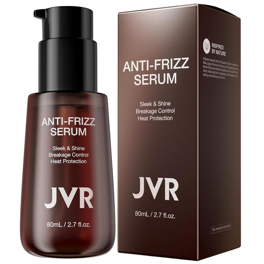 JVR Hydrating Hair Serum for Frizzy and Damaged Hair.Heat Protectant Oil for Frizz Control, Keratin Hair Treatment Essence for Damaged Dry Hair Jojoba Oil, Castor Oil, Anti Frizz Hair Product 2.7 oz