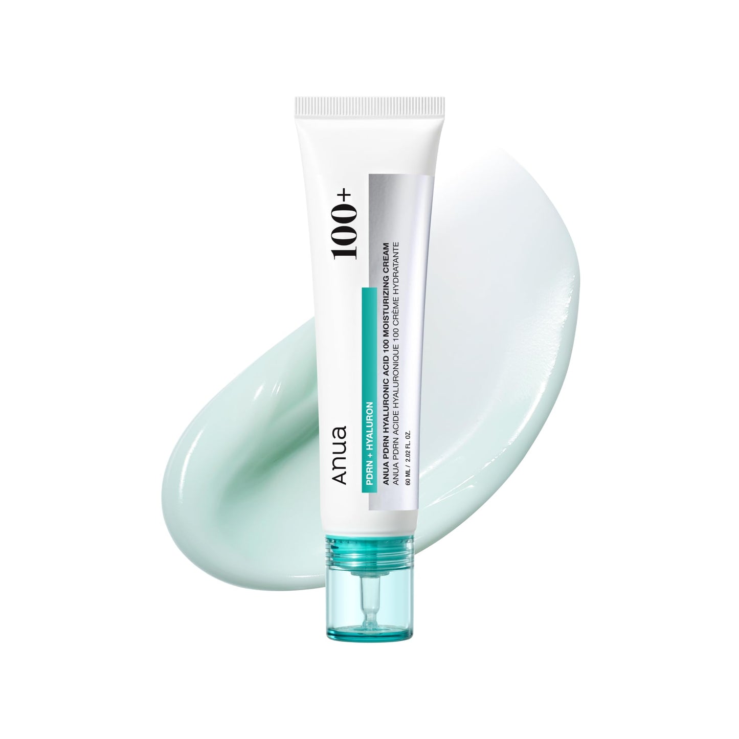ANUA PDRN Hyaluronic Acid 100 Moisturizing Cream, Lightweight Hydrating Moisturizer with Salmon PDRN, Hyaluronic acid, Collagen for Glass Skin, Korean Skin Care (60ml / 2.02 fl. oz)