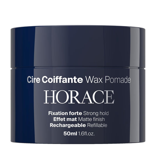 HORACE Hair Wax Pomade for Men Strong & Long-Lasting Hold Matte Finish No Silicones or Mineral Oils Woody Scent Refillable, 50 ml
