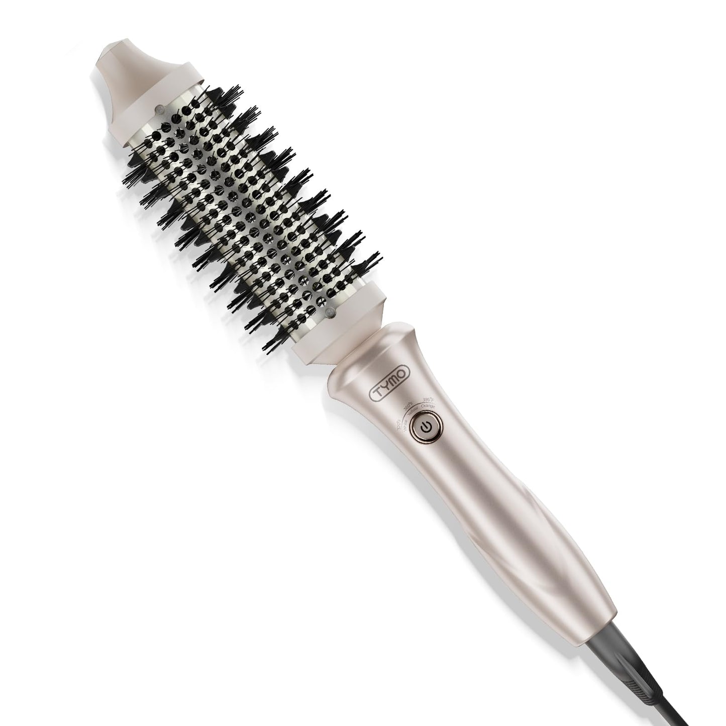 TYMO Thermal Brush Curling Brush - STYLUX 1.5 Inch Blowout Volumizer with Flexi-Fit for Hair Straightening, Heated Round Styler Tool, Hair Straightener and Curler 2 in 1, Dual Voltage, Gold