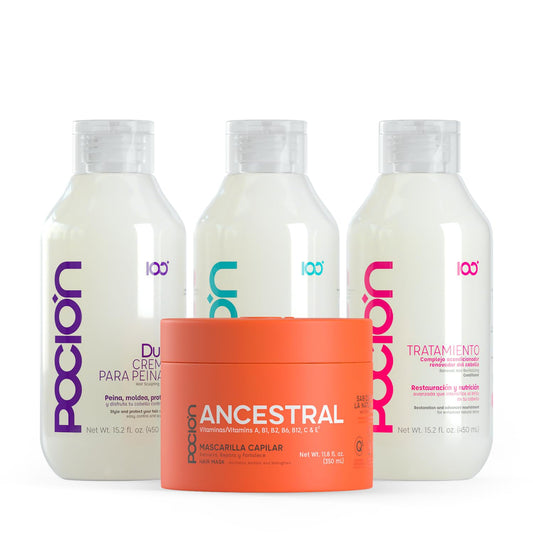La Pocion Hair Treatment Kit Collection - Complete 4-Piece Set: Shampoo, Treatment Conditioner, Leave-In Conditioner, and Hair Mask for Ultimate Nourishment and Repair