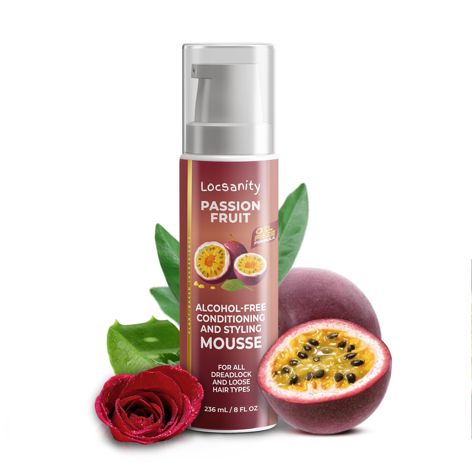 Locsanity Passion Fruit Alcohol-Free Conditioning and Styling Mousse, Rolling, Twisting, Locking Mousse- Dreadlocks, Locs, Sisterlocks, Loose Natural Hair, Braidlocs