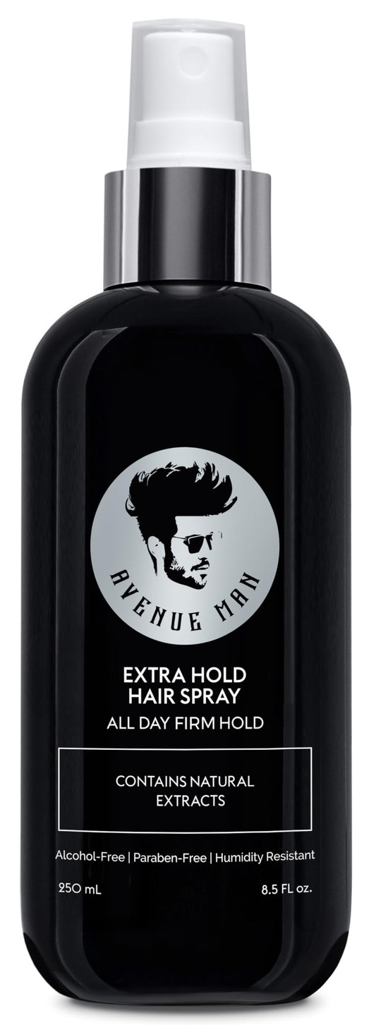 Avenue Man Extra Hold Fast Drying Hairspray with Herbal Extracts (8.5 oz) - All Day Firm Hold for All Hair Types, Paraben-Free