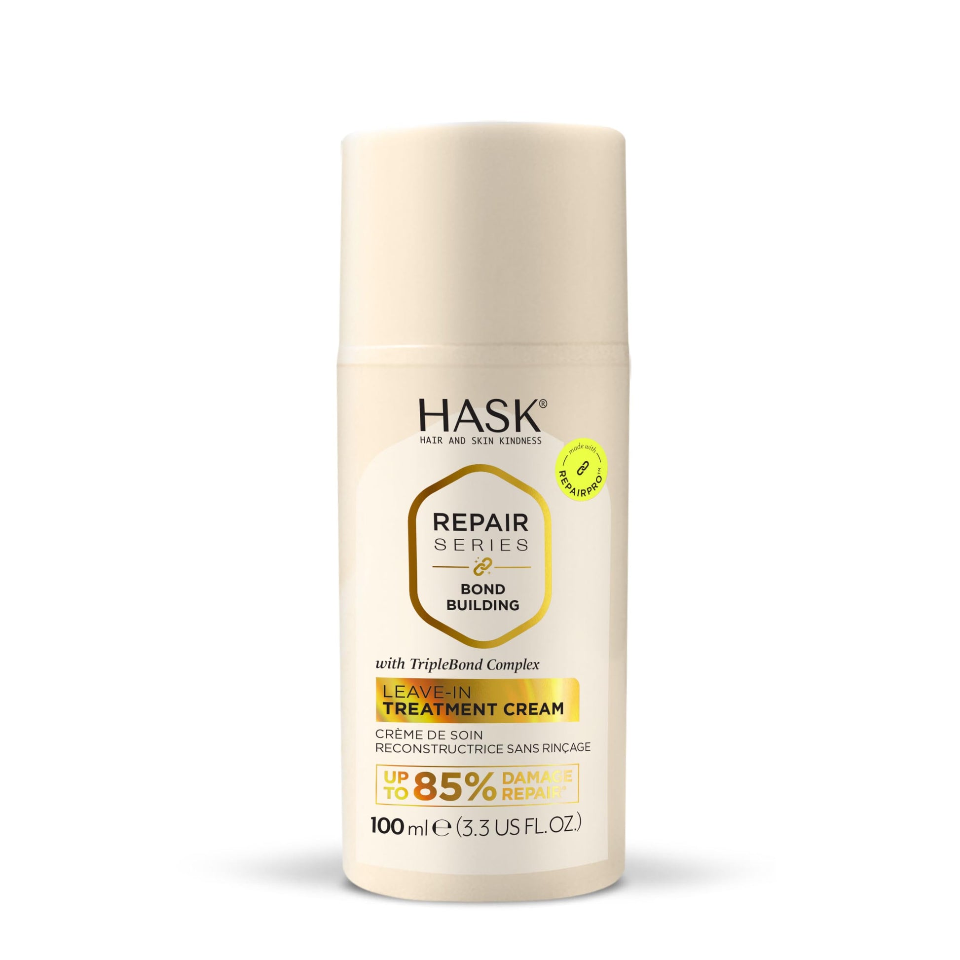 HASK Bond Building Leave-In Treatment Cream with TripleBond Complex & Argan Oil, Repairs Damage, Prevents Breakage, Adds Moisture, Sulfate-Free, Cruelty-Free, Colour-Safe 3.3 oz