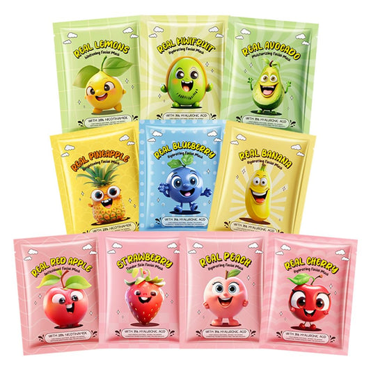 10 Pack Fruit Face Mask,Facial Mask for Kids Skin Care Moisturize,Brighten Soothe Spa Party Face Mask Set for Women Men Girls Nourish for All Skin Types Christmas Gifts